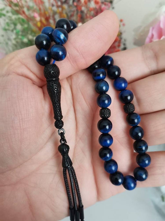 Gece Mavisi Kaplan Gözü Doğaltaş Tesbih