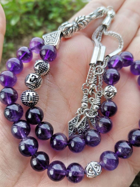 Kişiye Özel 33 Boncuklu Ametist Tesbih