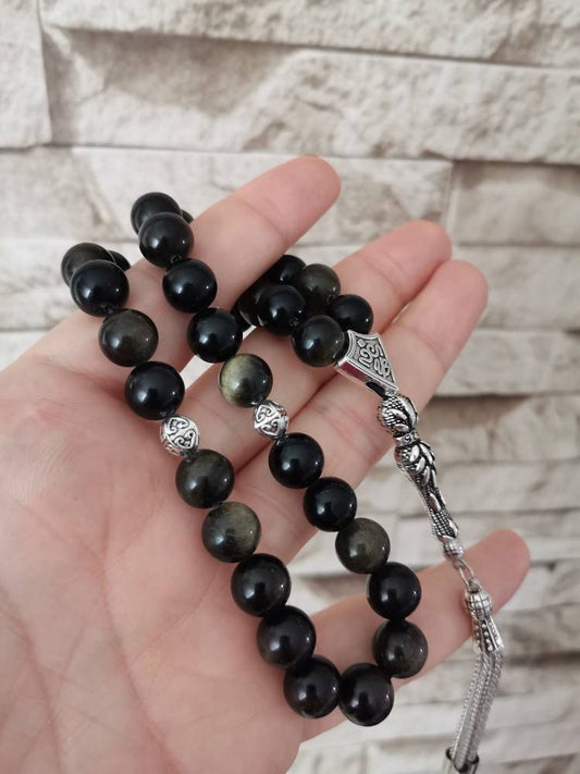 10 mm Golden Obsidiyen Doğaltaş Tesbih