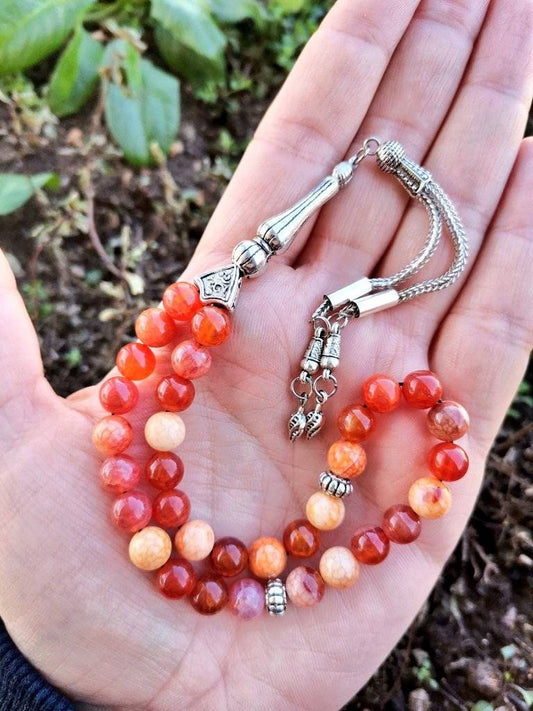 Ateş Akik Doğaltaş Tesbih