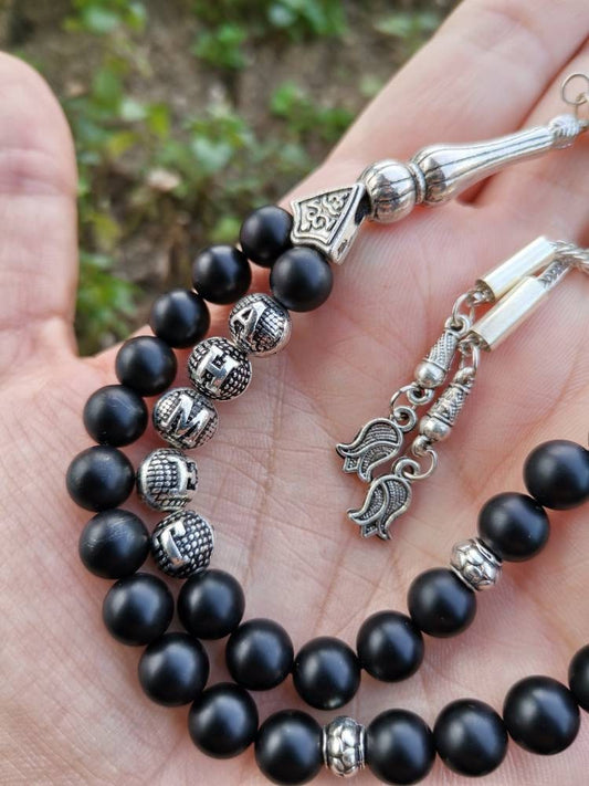 Kişiye Özel Mat Siyah Oniks Doğaltaş Tesbih