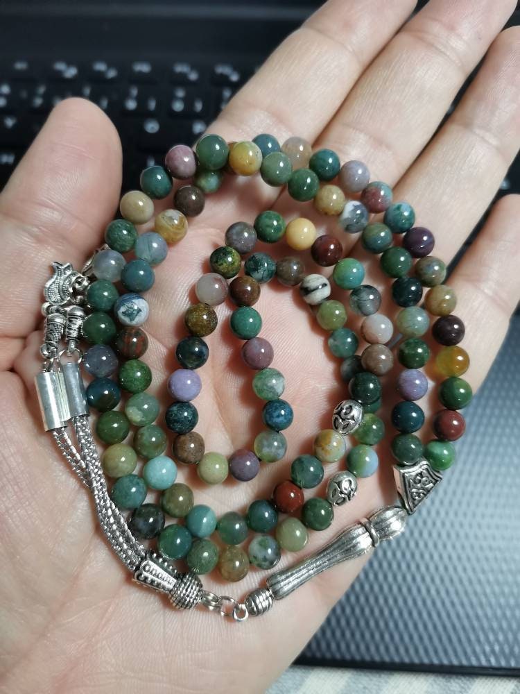 99 Boncuklu Hint Akik Doğaltaş Tesbih