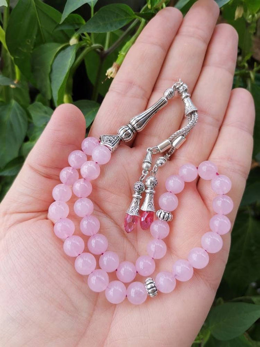Pembe Kuvars Doğaltaş Tesbih