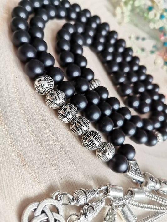 Kişiye Özel 99 Boncuklu Siyah Mat Oniks Tesbih