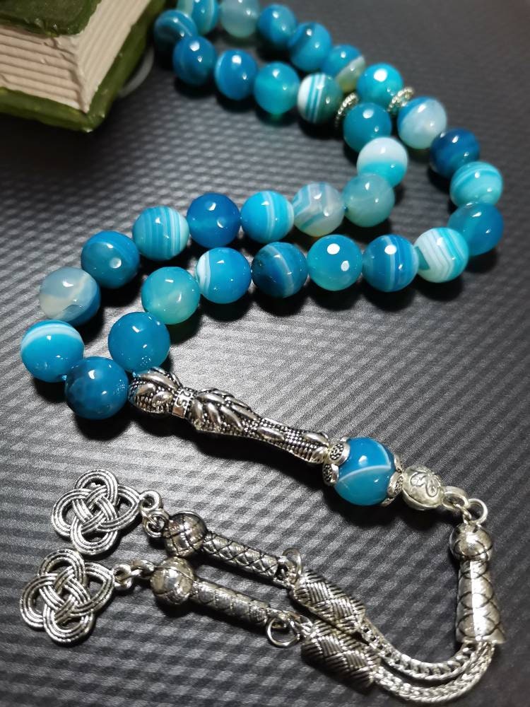 10 mm Madagaskar Mavi Akik Tesbih