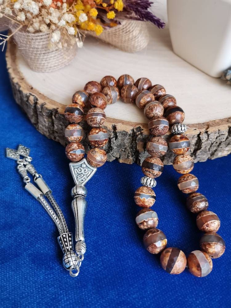 10 mm Tibet Akik Doğaltaş Tesbih