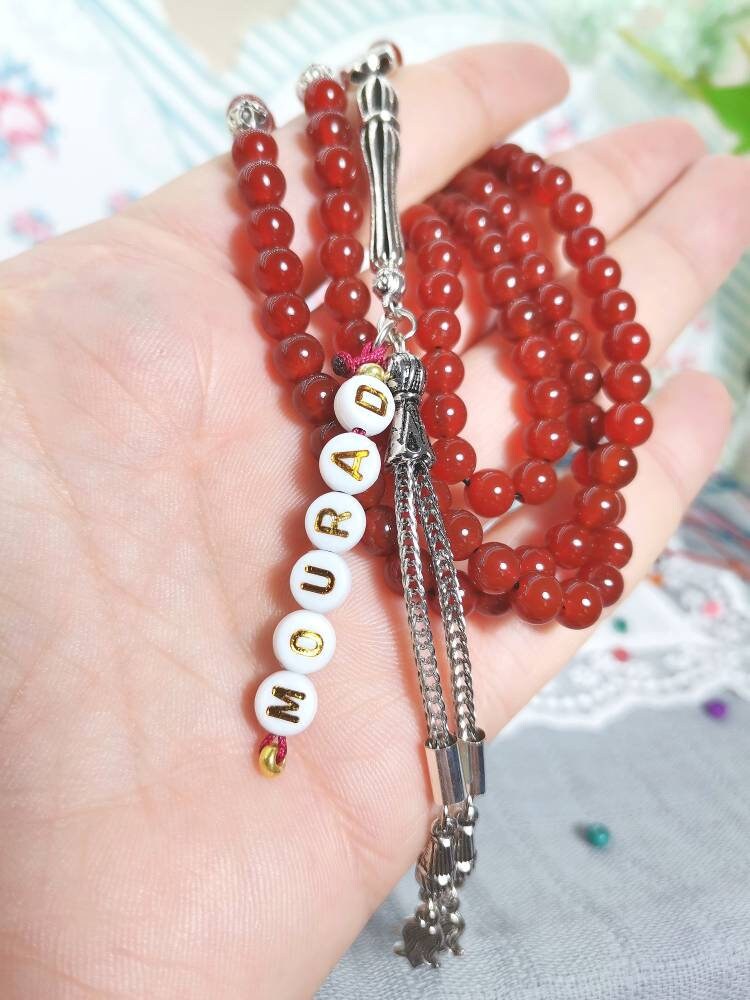 Kişiye Özel 99 Boncuklu Karnelyan Akik Tesbih