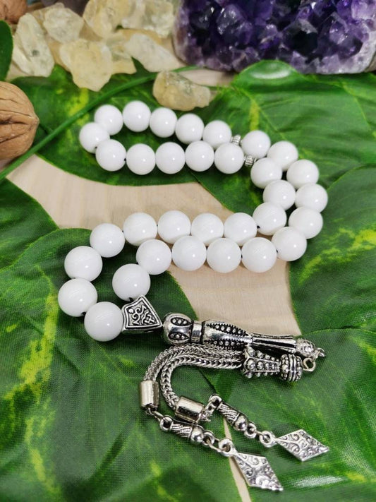10 mm Beyaz Sedef Doğaltaş Tesbih