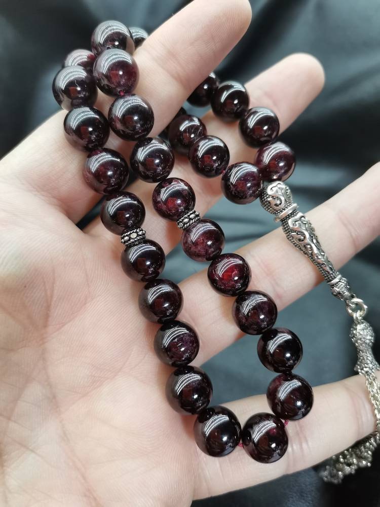 925 Ayar Gümüş Lal Taşı Doğaltaş Tesbih