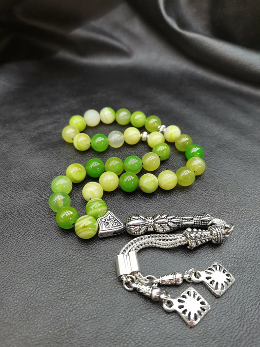 Madagaskar Yeşil Akik Tesbih