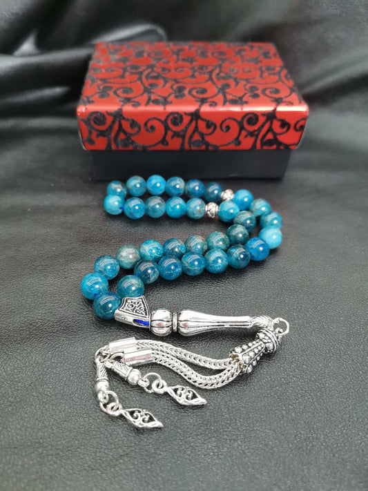 33 Boncuklu Mavi Apatit Tesbih