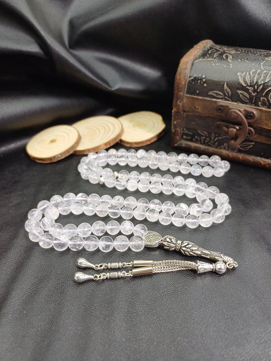 99 Boncuklu Kristal Kuvars (Dağ Kristali) Tesbih