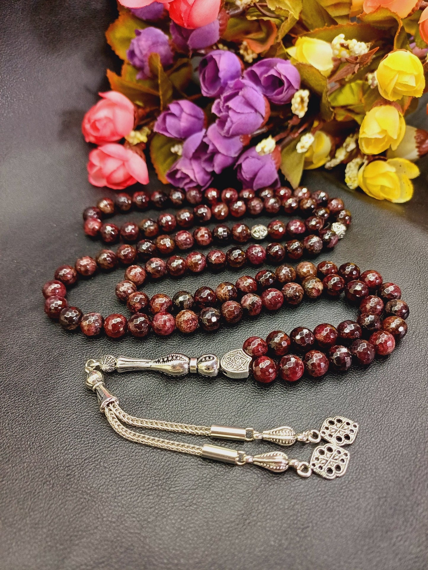 99 Boncuklu Mücevher Kesim Lal taşı Tesbih