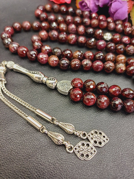 99 Boncuklu Mücevher Kesim Lal taşı Tesbih