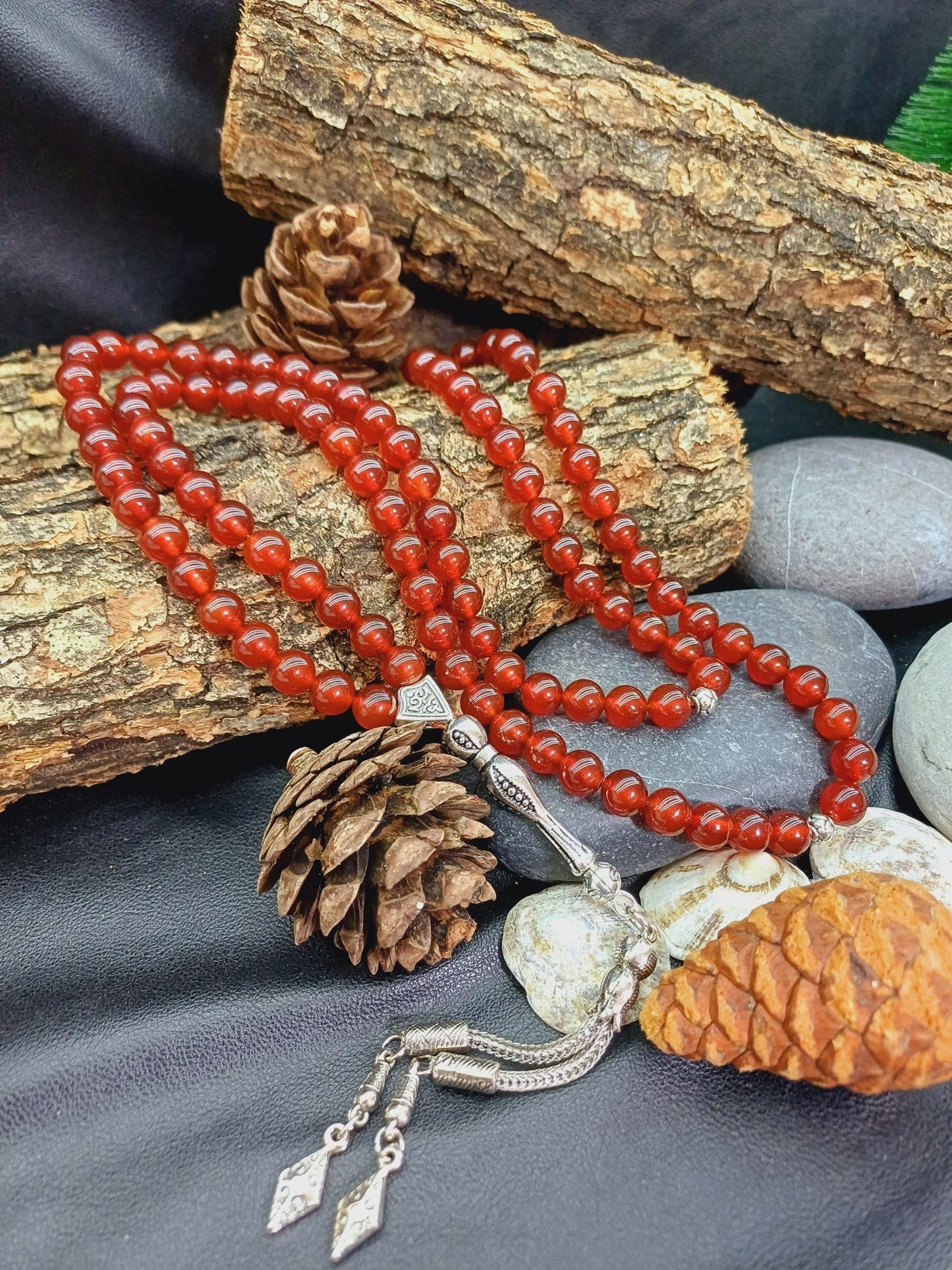 99 Boncuklu Karnelyan (Yemen) Akik Doğaltaş Tesbih