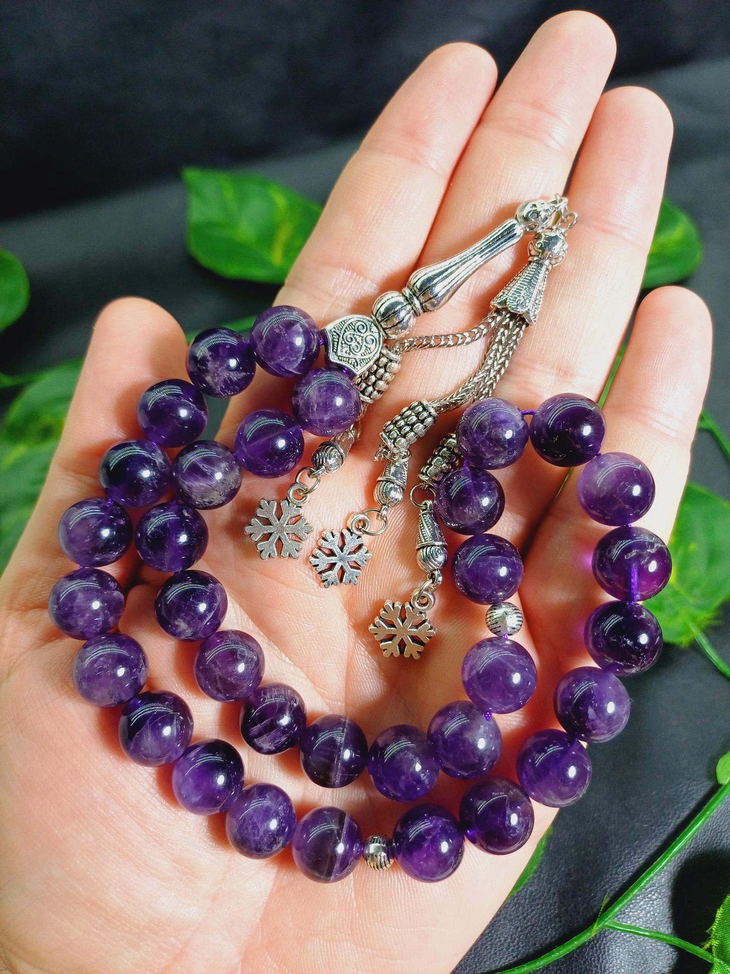 12 mm İri Taşlı Ametist Doğaltaş Tesbih