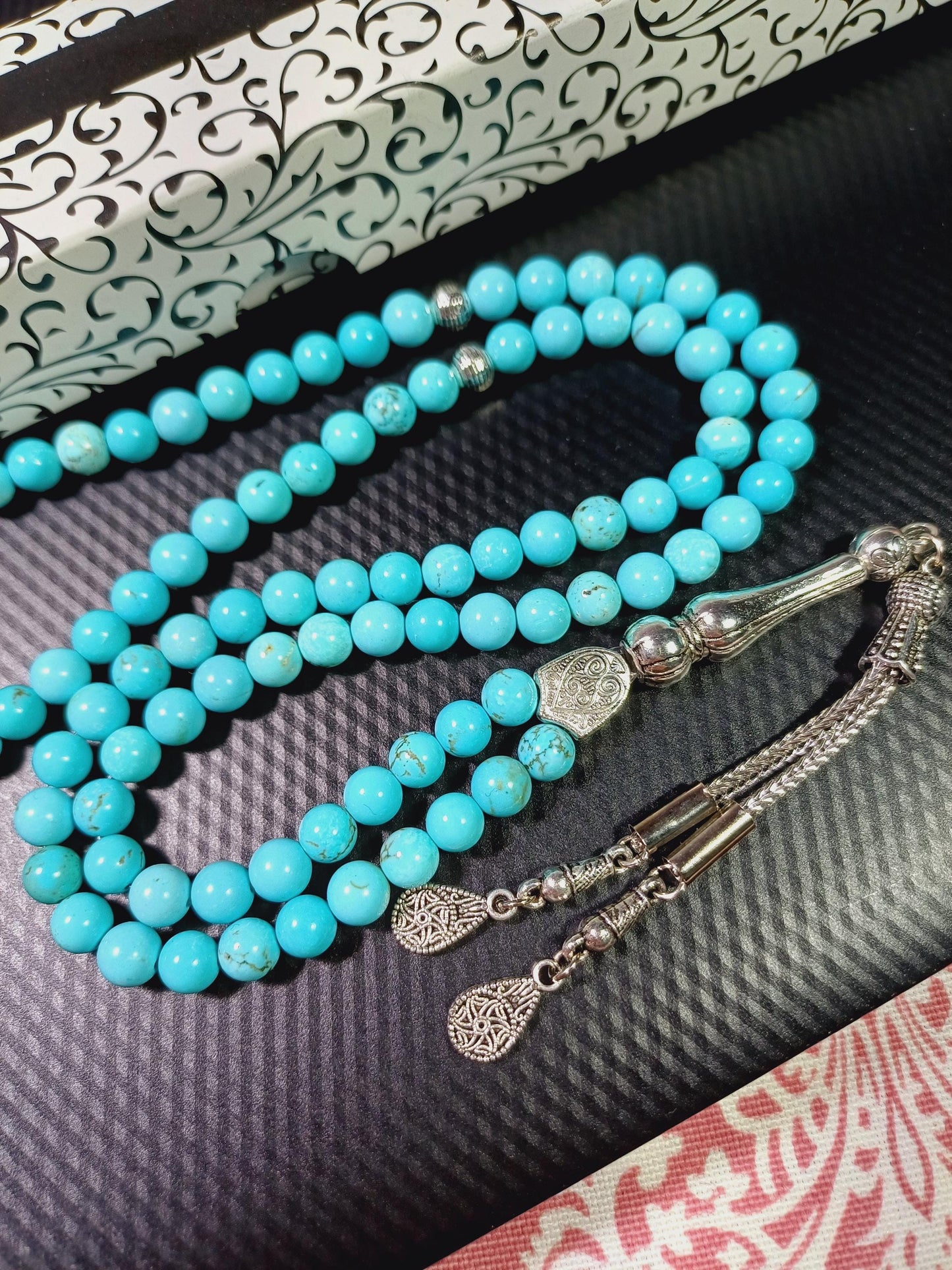 99 Boncuklu Turkuaz Doğaltaş Tesbih