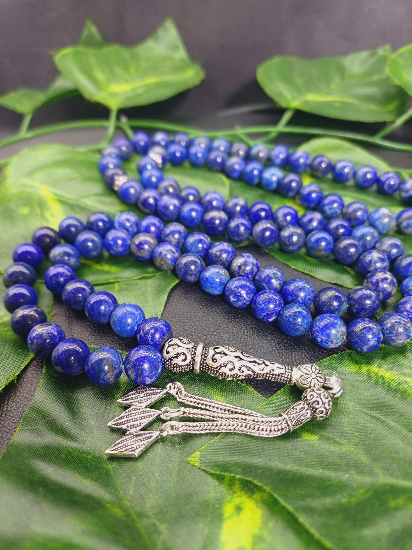 925 Ayar Gümüş 99 Boncuklu Lapis Lazuli Tesbih