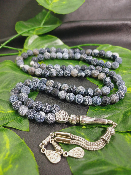 99 Boncuklu Damarlı Akik Tesbih