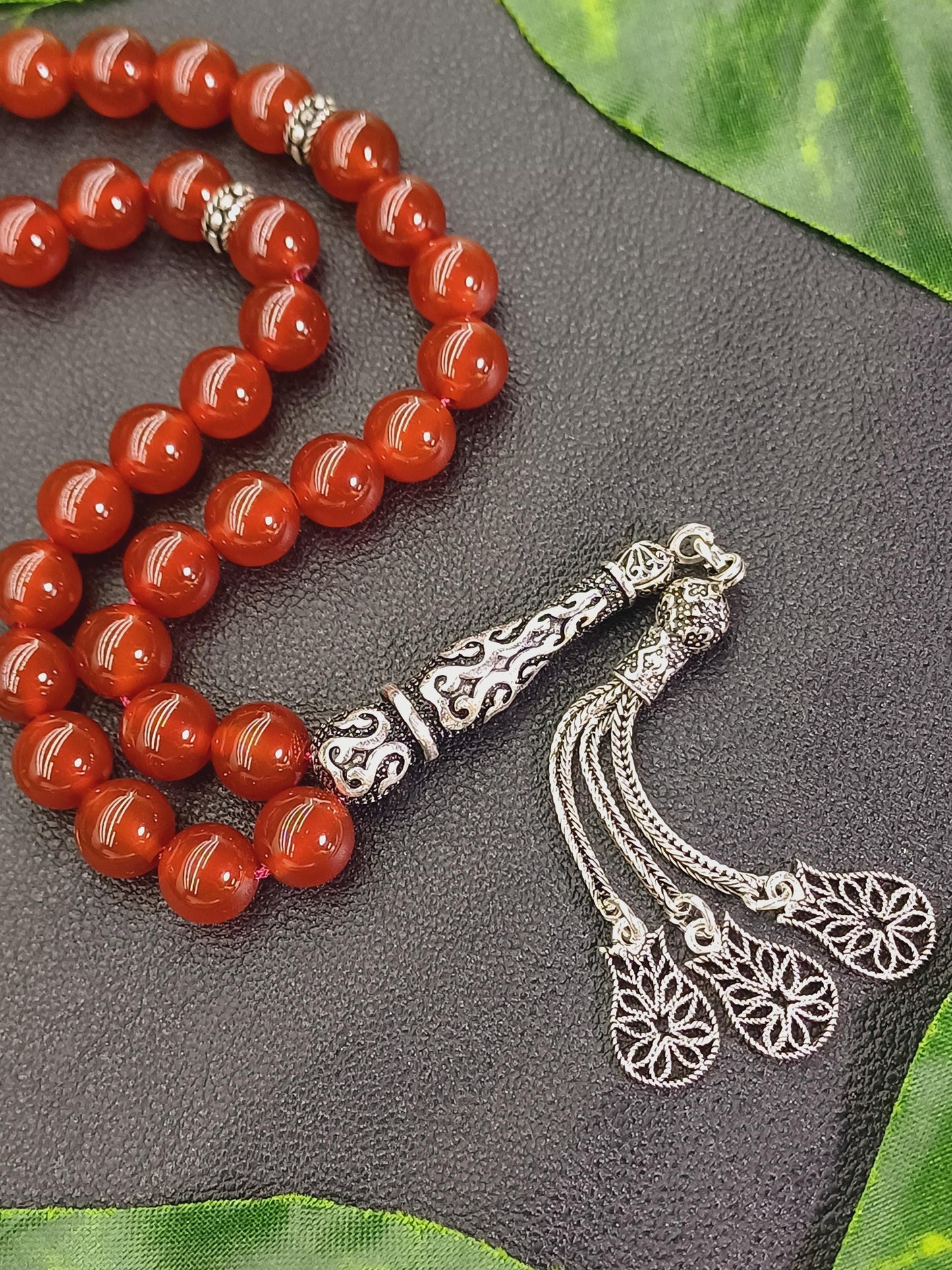 925 Ayar Gümüş Yemen Akik Doğaltaş Tesbih