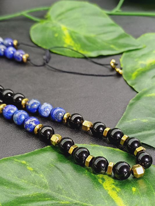 Lapis Lazuli & Siyah Oniks Erkek Doğaltaş Kolye