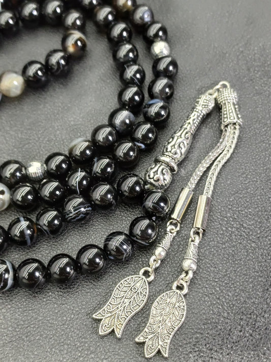 99 Boncuklu Siyah Akik Doğaltaş Tesbih