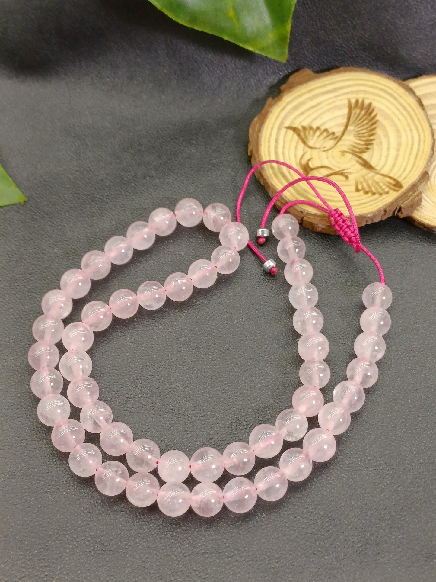 Pembe Kuvars Doğaltaş Kadın Kolye