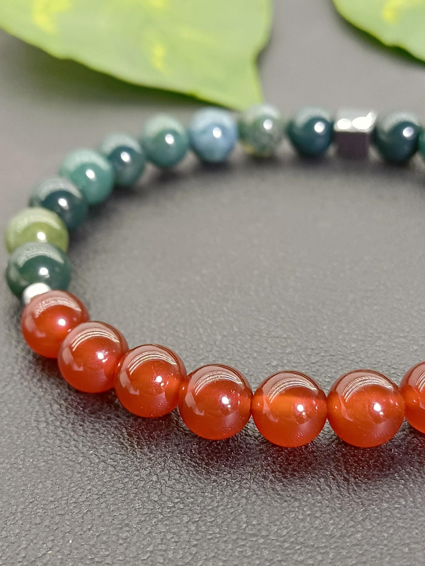 Yosunlu Akik Karnelyan Doğaltaş Bileklik