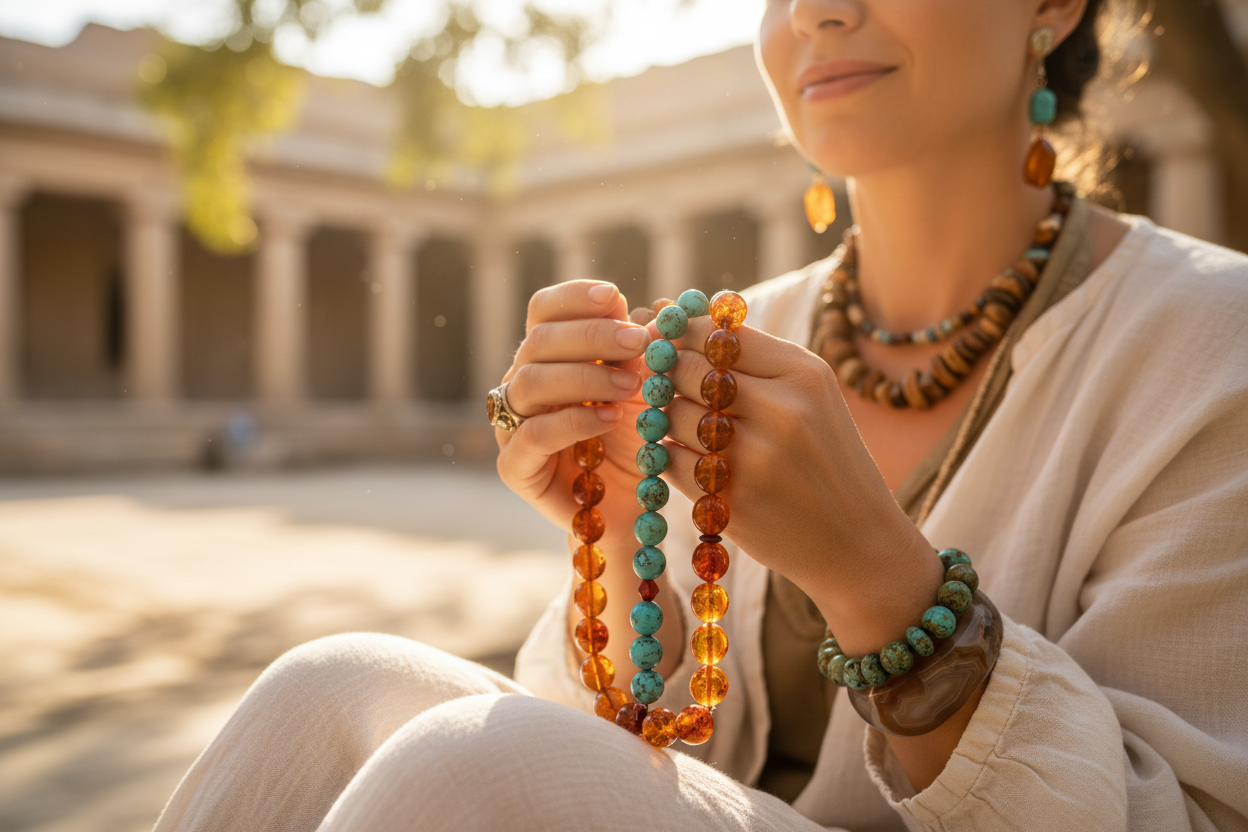 doğaltaş kullanan bir kadın