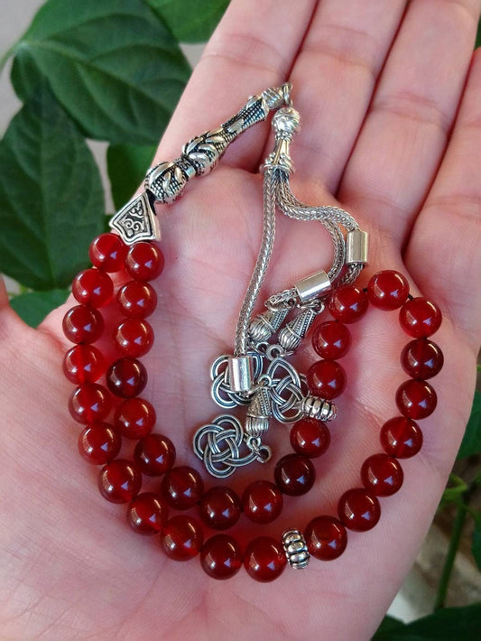 33 Boncuklu Karnelyan (Yemen Akik) Doğaltaş Tesbih