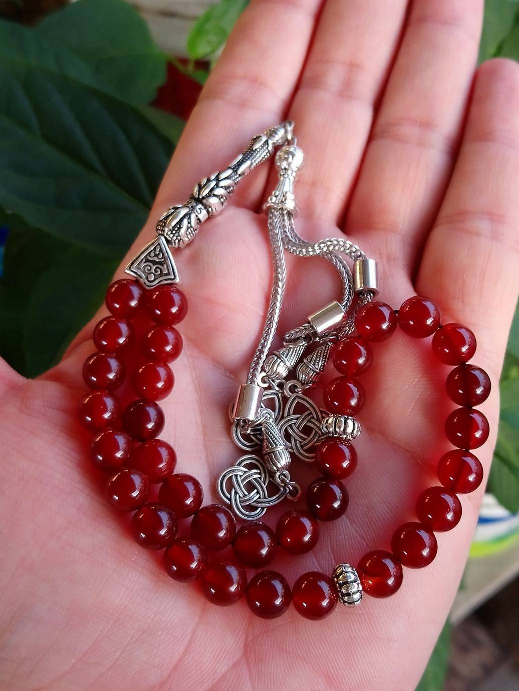 33 Boncuklu Karnelyan (Yemen Akik) Doğaltaş Tesbih