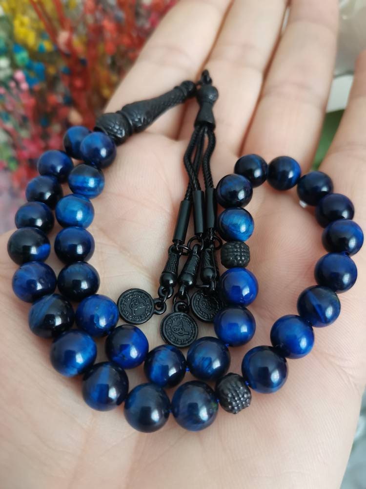 Gece Mavisi Kaplan Gözü Doğaltaş Tesbih