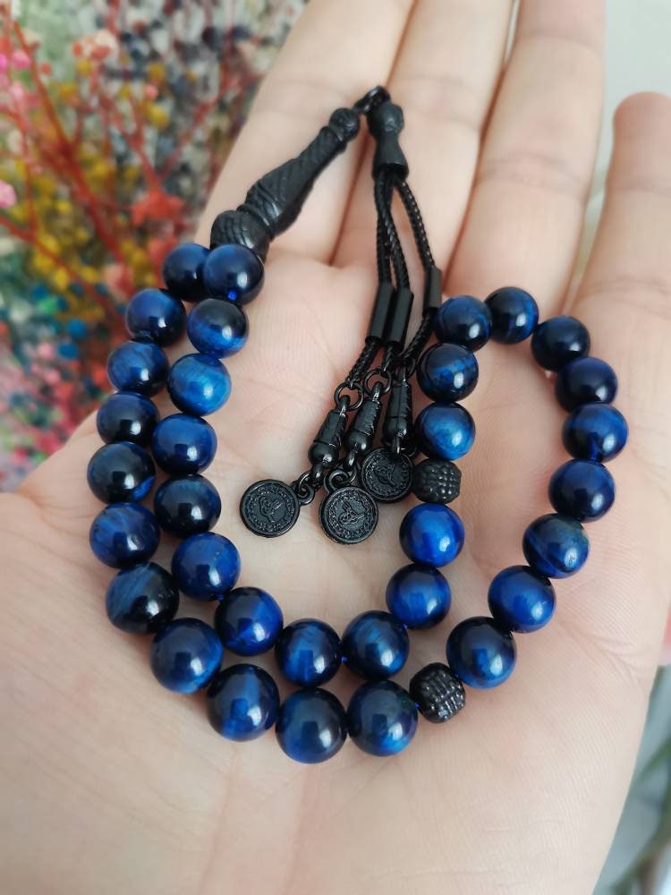 Gece Mavisi Kaplan Gözü Doğaltaş Tesbih