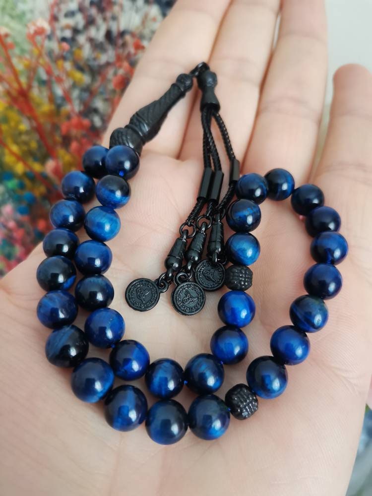 Gece Mavisi Kaplan Gözü Doğaltaş Tesbih