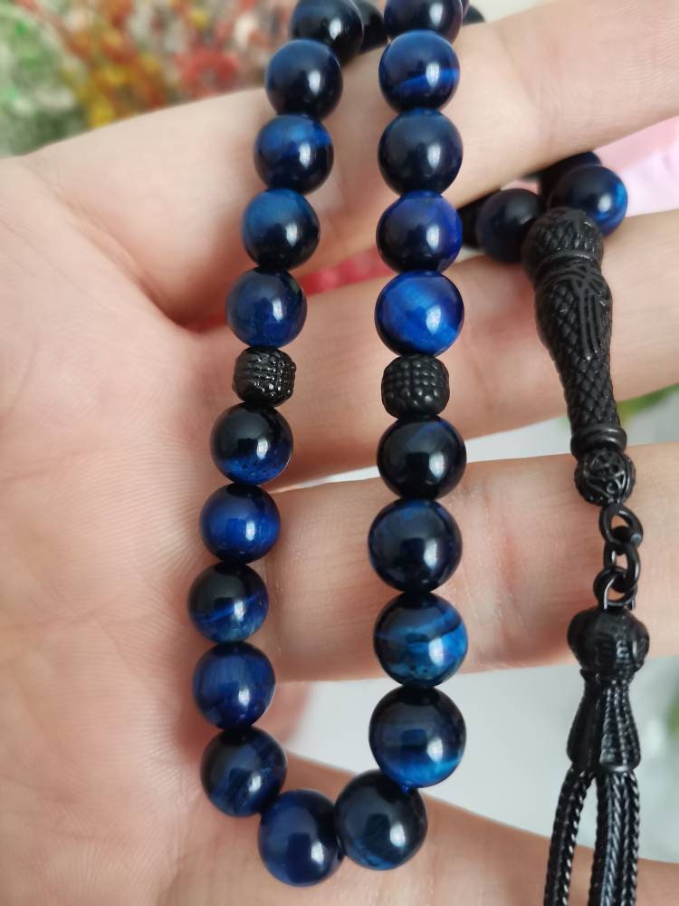 Gece Mavisi Kaplan Gözü Doğaltaş Tesbih