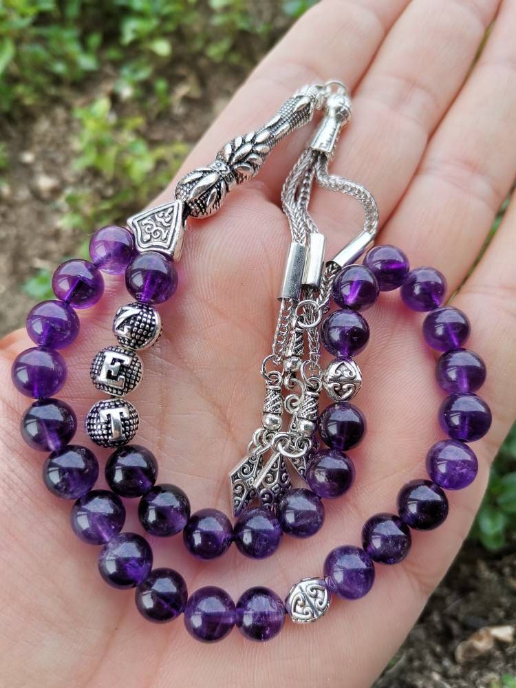 Kişiye Özel 33 Boncuklu Ametist Tesbih