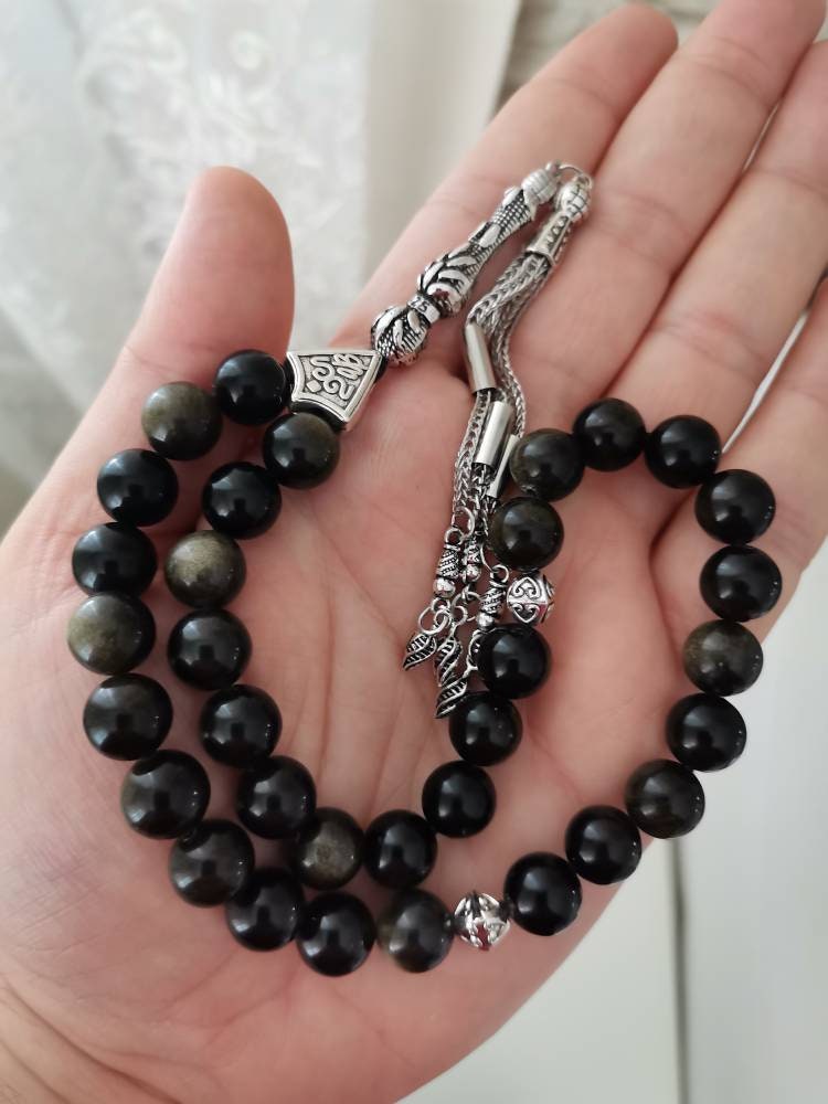 10 mm Golden Obsidiyen Doğaltaş Tesbih