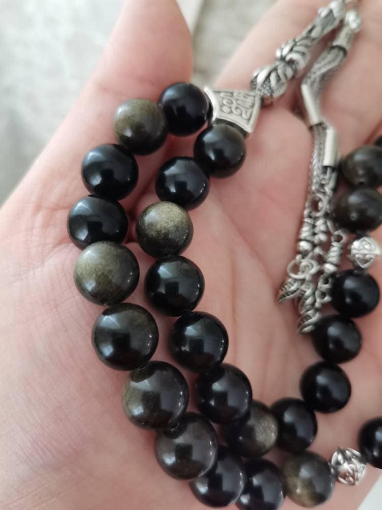 10 mm Golden Obsidiyen Doğaltaş Tesbih