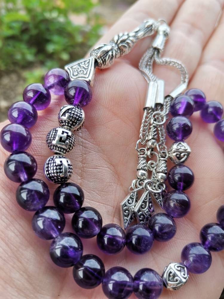 Kişiye Özel 33 Boncuklu Ametist Tesbih