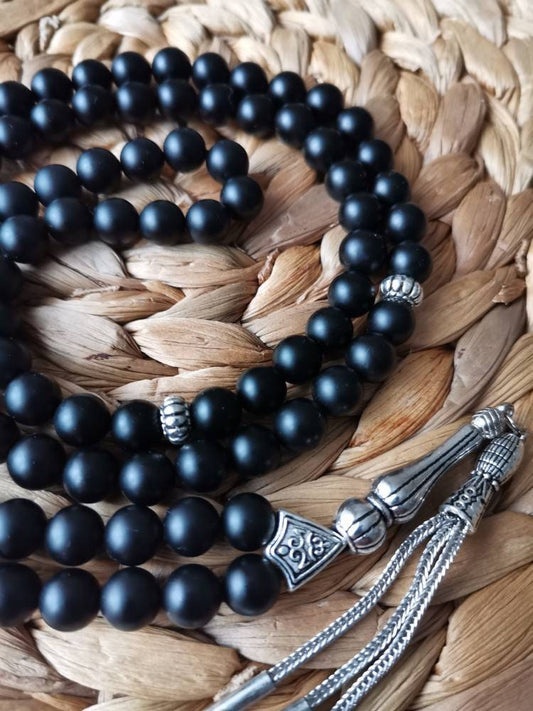 99 Boncuklu Mat Siyah Oniks Tesbih