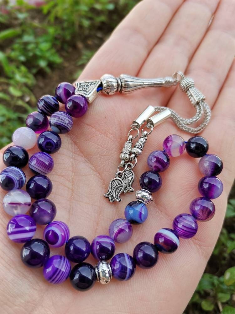 Madagaskar Mor Akik 8 mm Tesbih