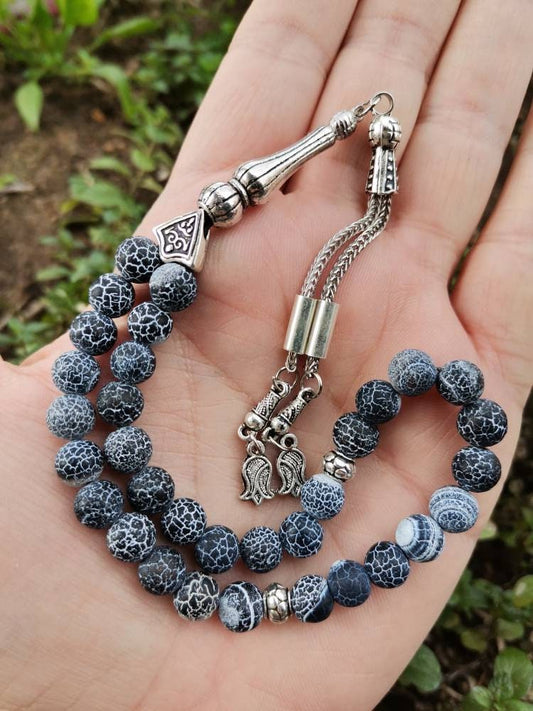 Damarlı Mat Akik Tesbih