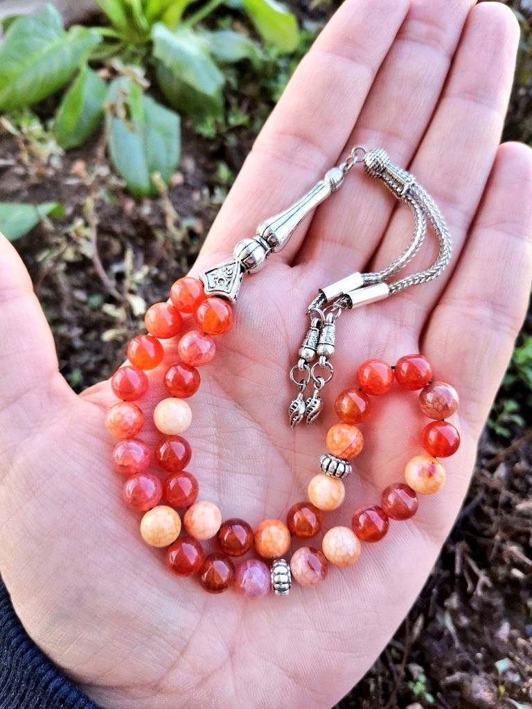 Ateş Akik Doğaltaş Tesbih