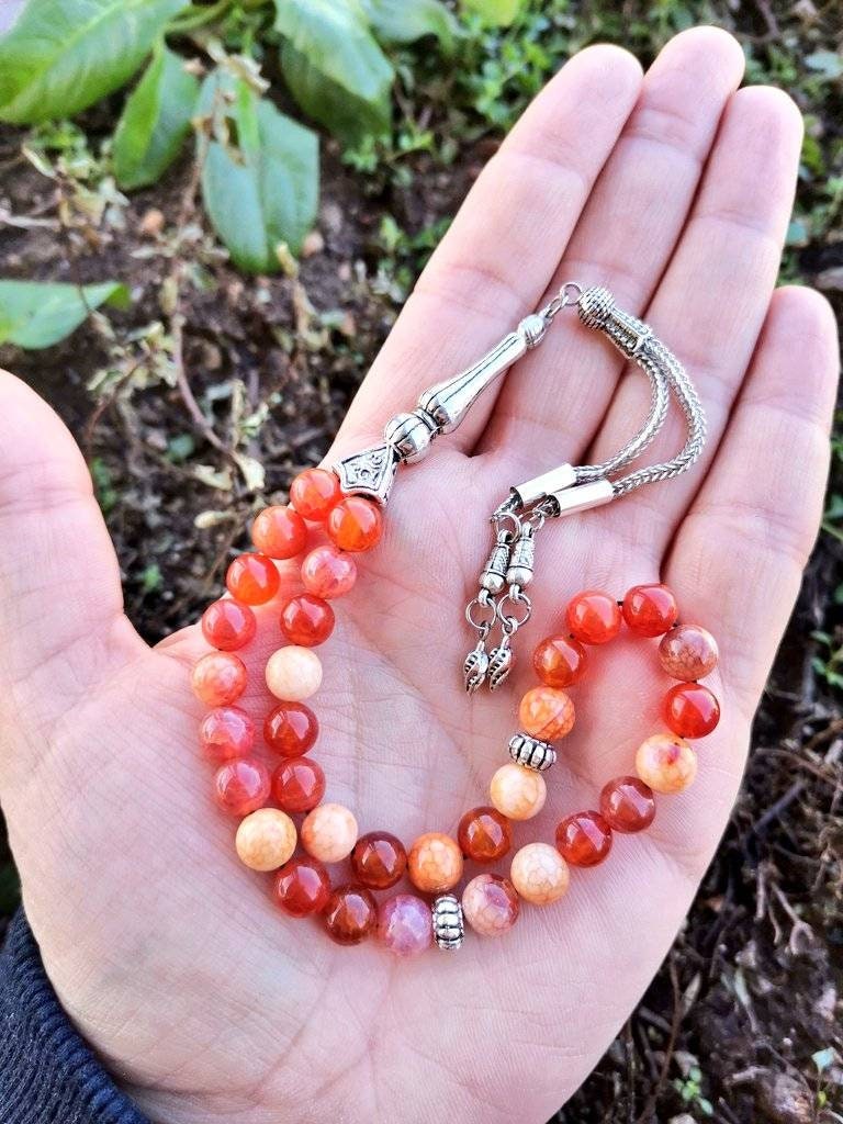 Ateş Akik Doğaltaş Tesbih