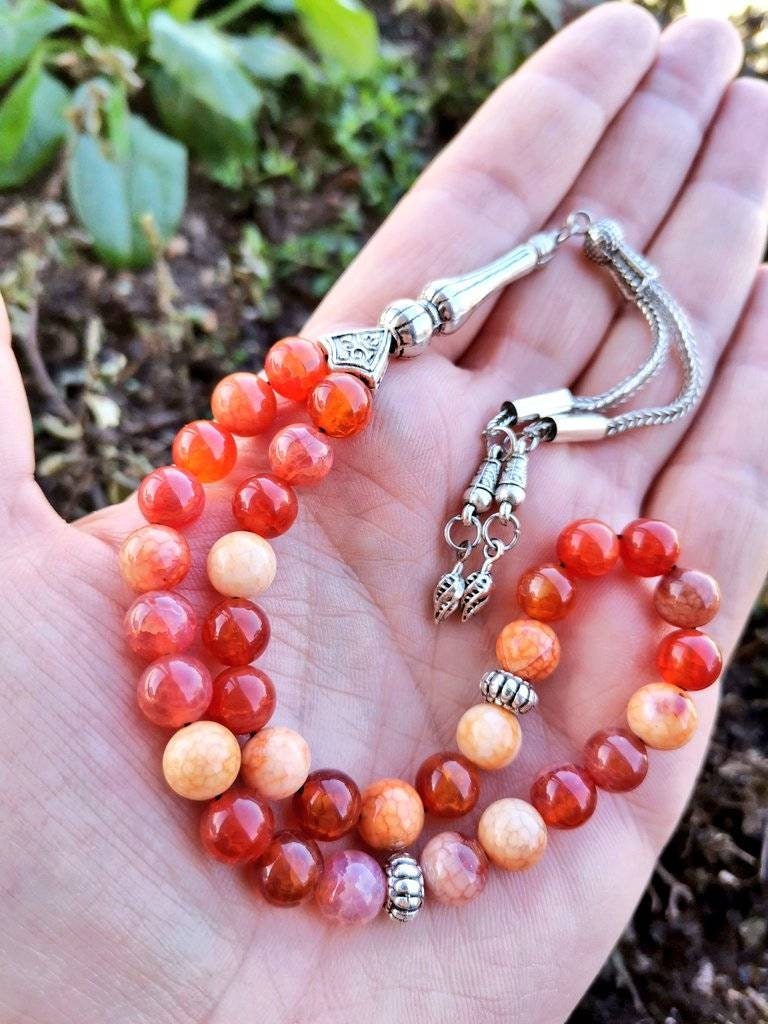 Ateş Akik Doğaltaş Tesbih