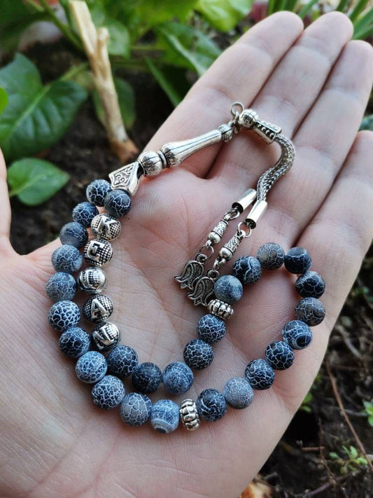 Kişiye Özel Damarlı Akik Doğaltaş Tesbih