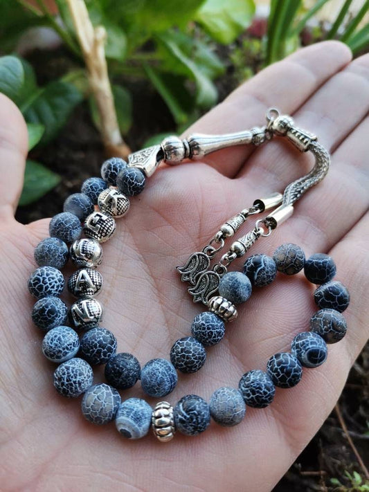 Kişiye Özel Damarlı Akik Doğaltaş Tesbih