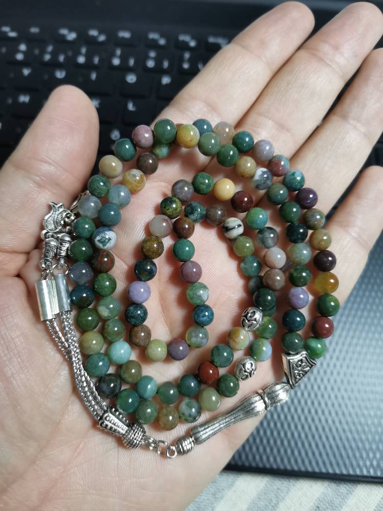99 Boncuklu Hint Akik Doğaltaş Tesbih