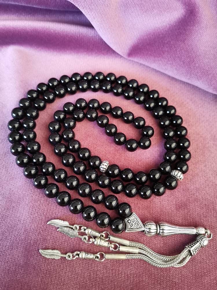 99 Boncuklu Siyah Oniks Doğaltaş Tesbih