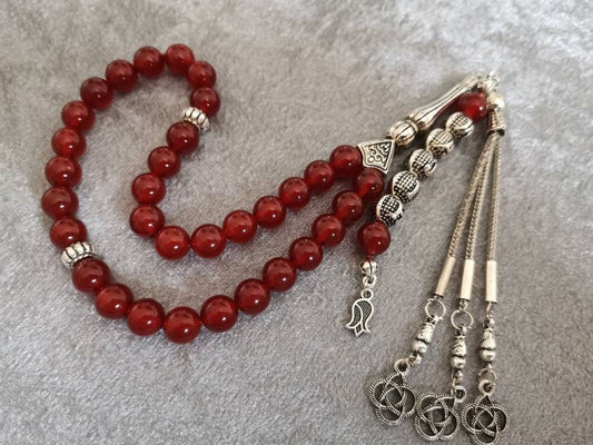 Kişiye Özel Karnelyan Akik Doğaltaş Tesbih